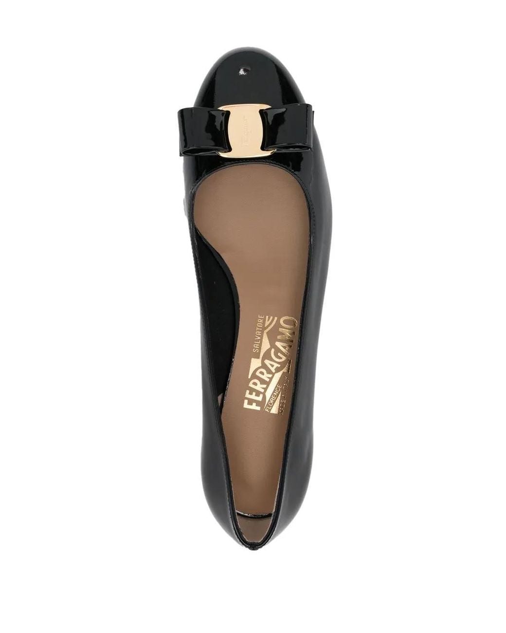 Ferragamo Black Vara Bow Patent Pumps