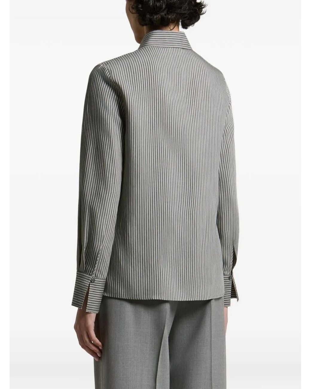 Peserico Gray Vertical-Stripe Shirt