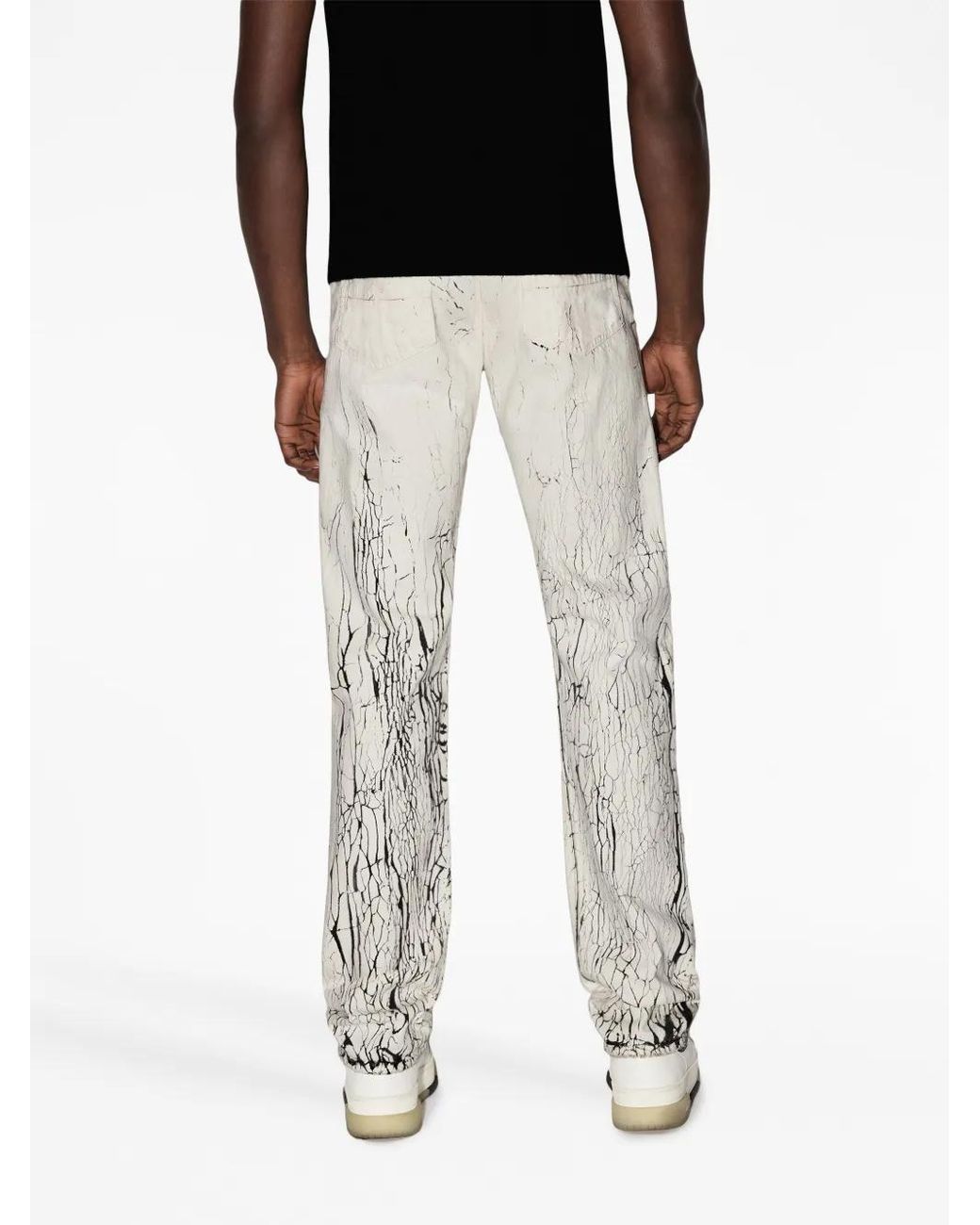 Amiri White Mud Crack Straight-Leg Jeans for men