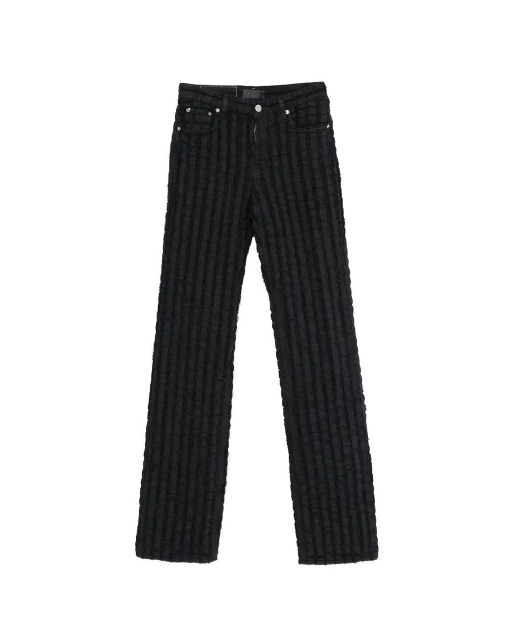 Haikure Black Star Bull Stripe Distressed Checked Jeans