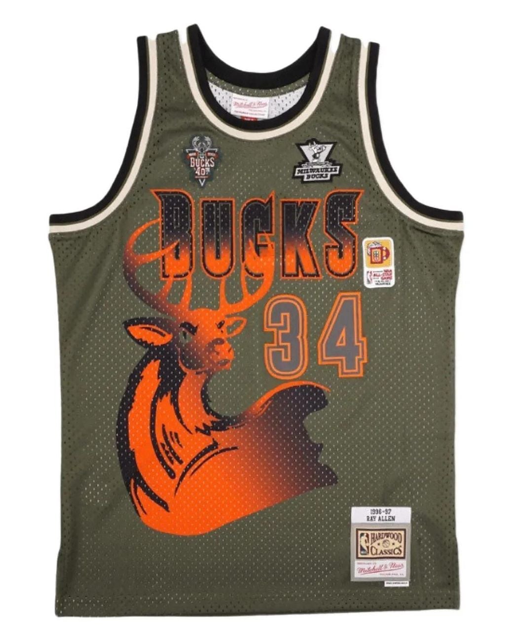 Mitchell & Ness Gray Flight Swingman Nba Milwaukee Bucks 1996-97 Ray Allen Jersey Tank Top for men