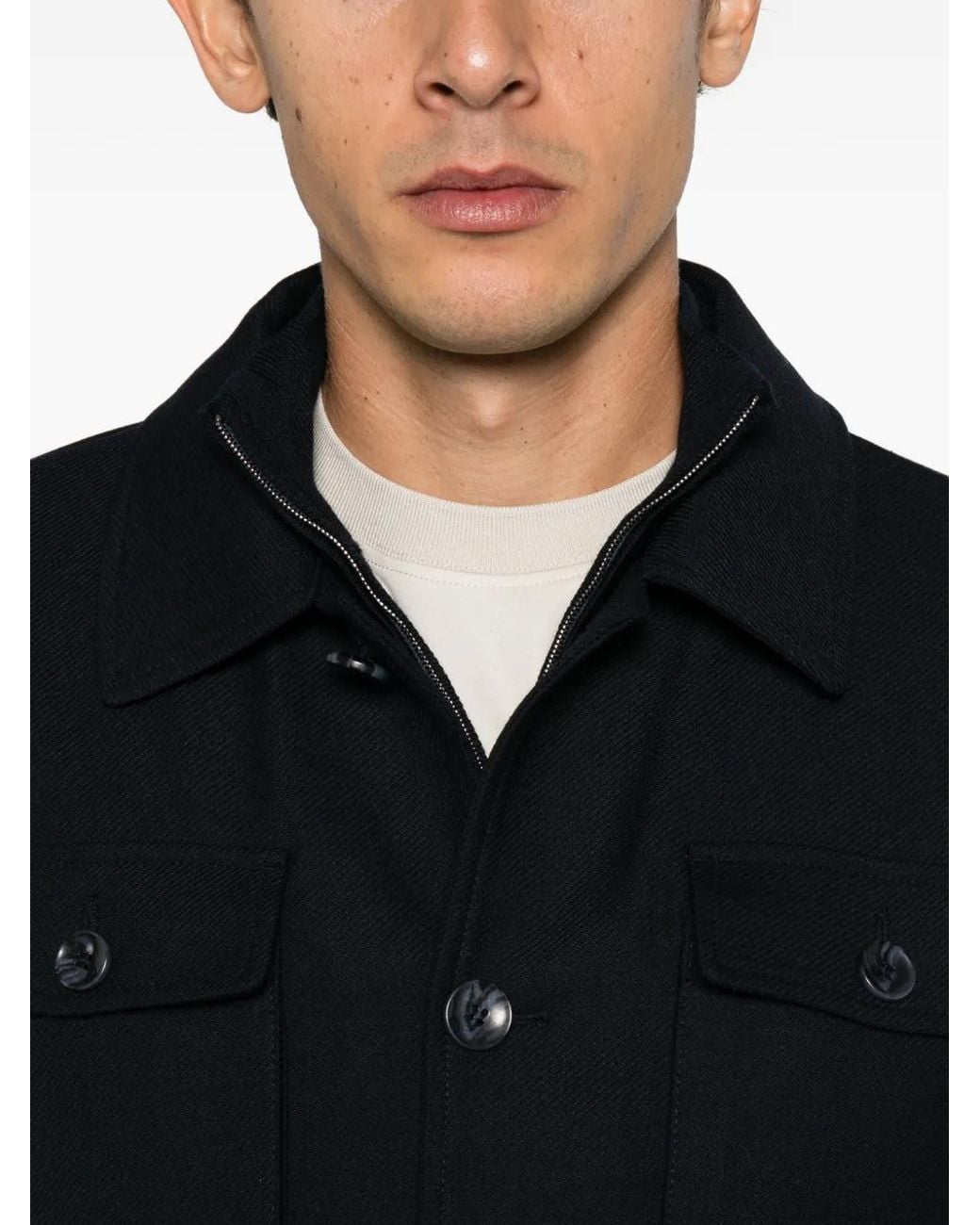 Alberto Gozzi Black Button-Up Jacket for men