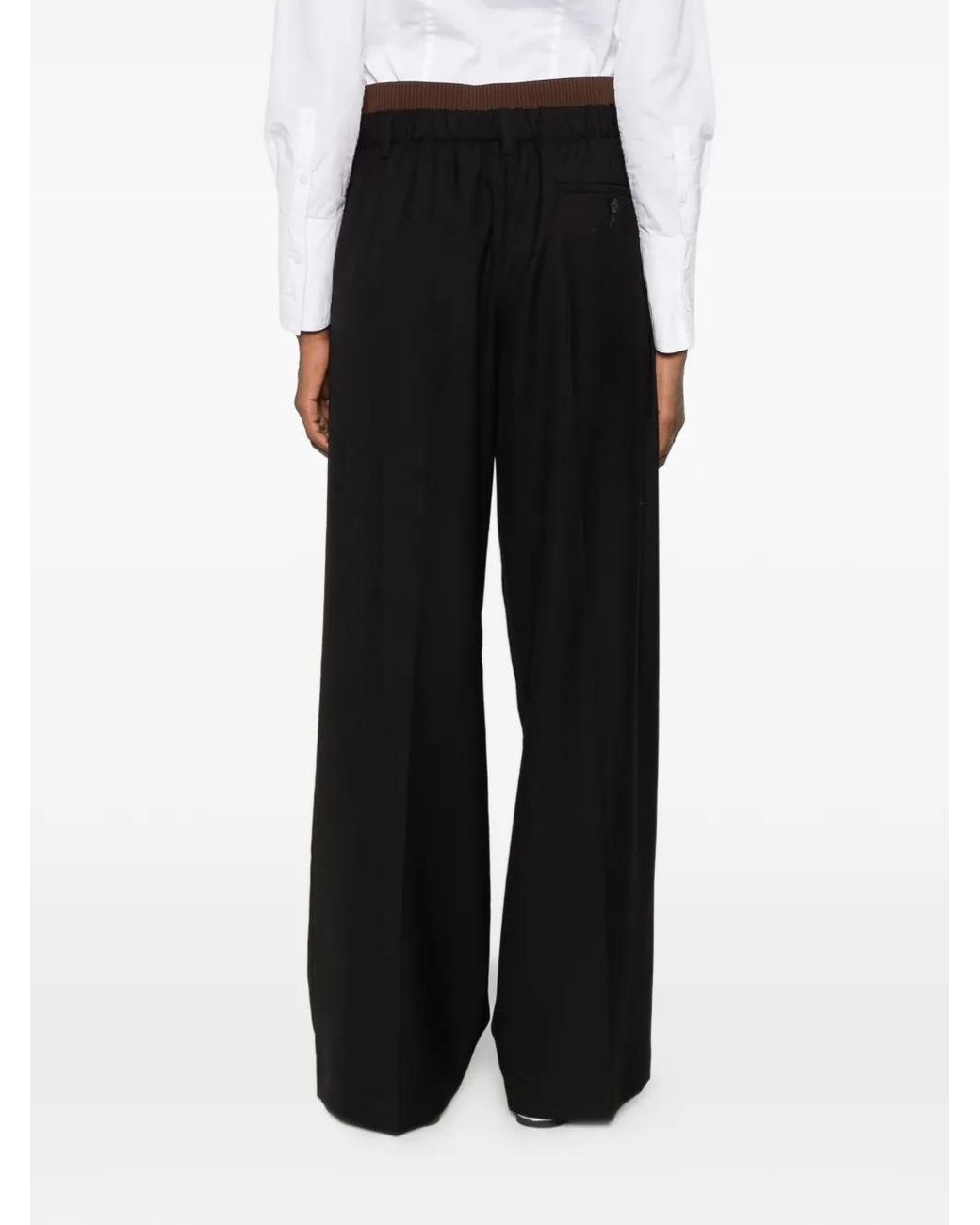 Loewe Black Logo-Waistband Pleated Trousers