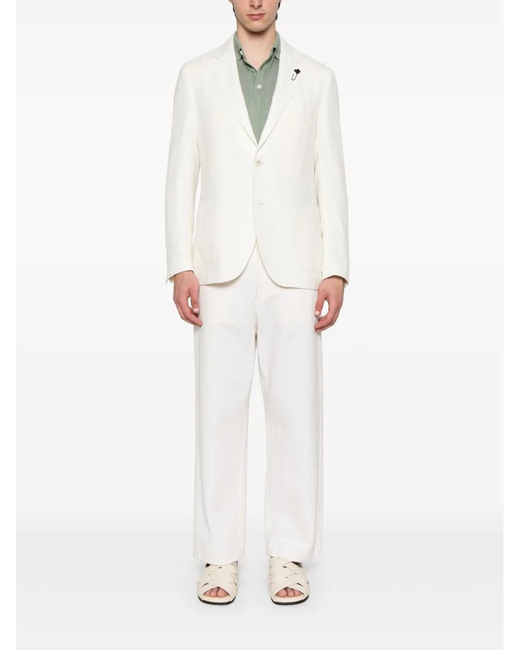 Lardini White Basketweave Blazer for men