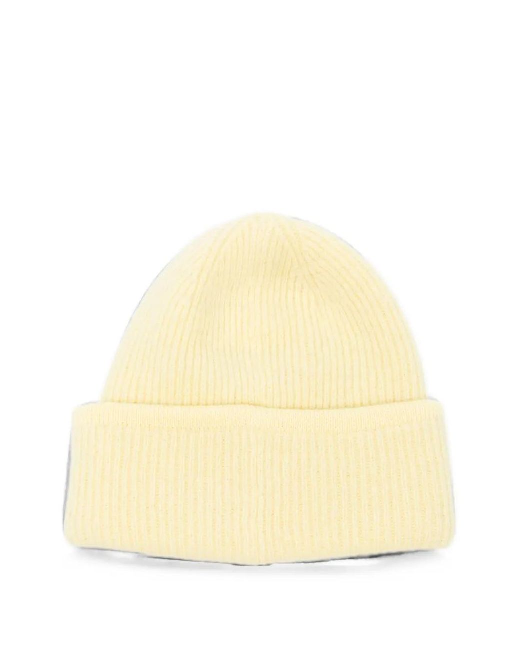 Jacquemus Yellow Ribbed-Knit Logo-Patch Beanie Hat