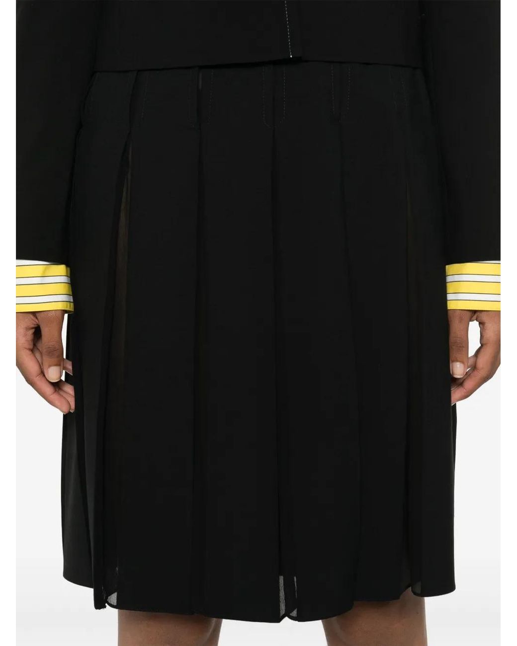 Marni Black Pleated Midi Skirt