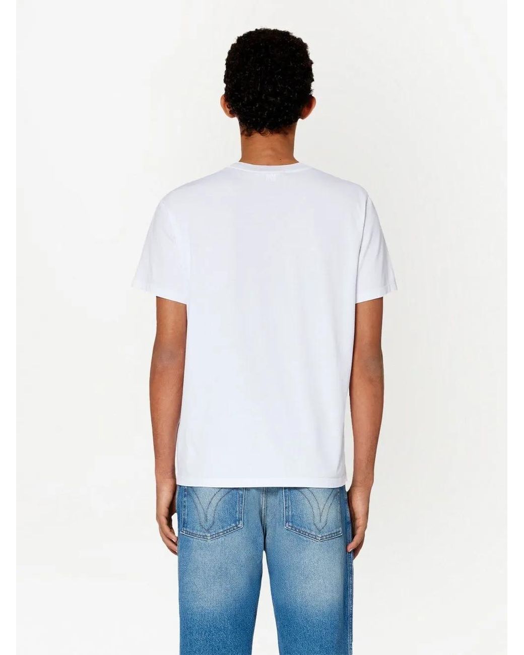 AMI White Monogram Organic Cotton T-Shirt