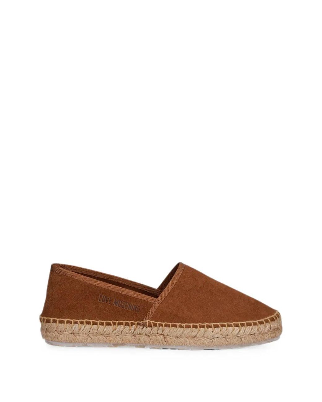 Love Moschino Brown Suede Braided-Sole Espadrilles