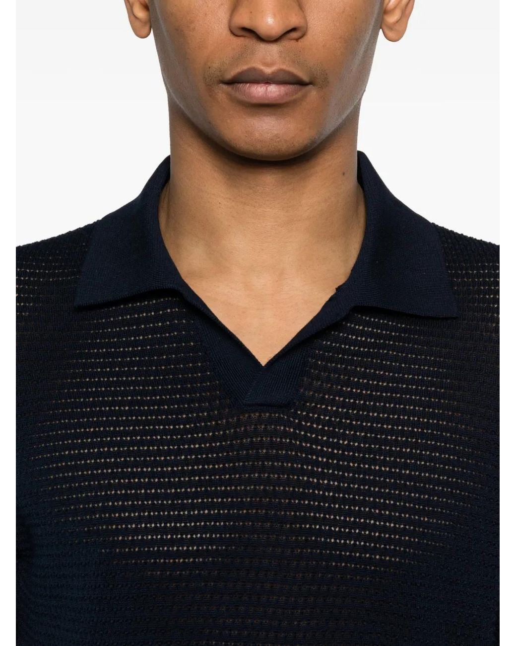 Tagliatore Black V-Neck Knitted T-Shirt for men