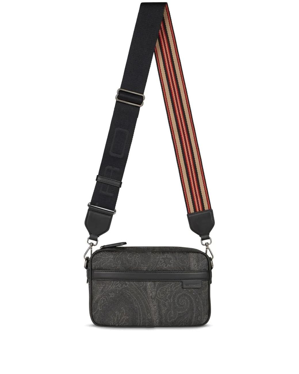 Etro Black Mini Paisley-Print Camera Bag for men