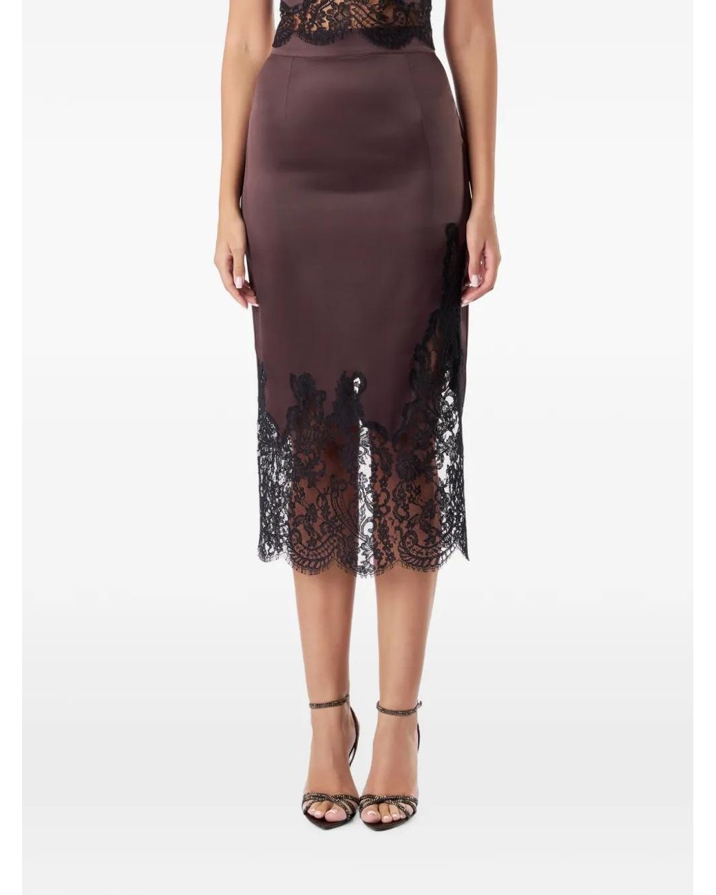 Il Volo Purple Eva Lace-Trimmed Silk Skirt