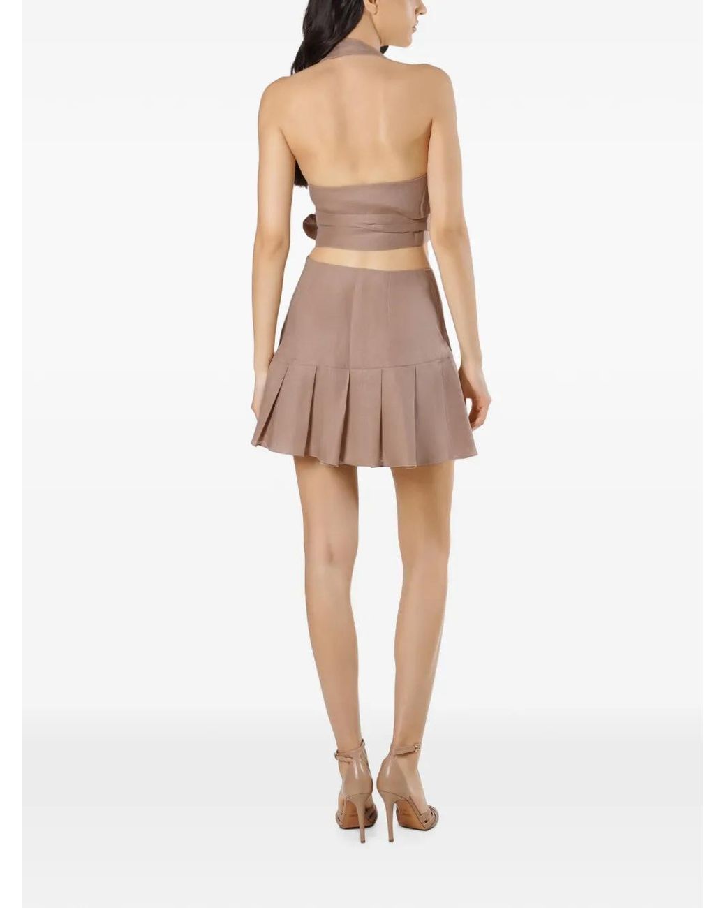 Mia Peculiar Natural Pleated Linen Mini Skirt