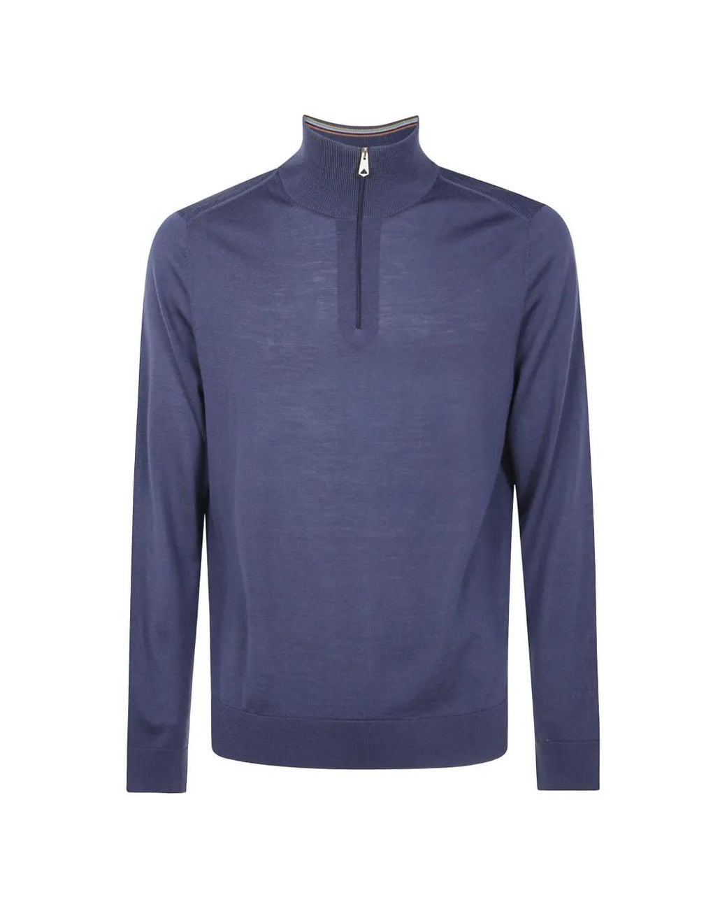 Paul Smith Blue Merino Quarter-Zip Sweater for men