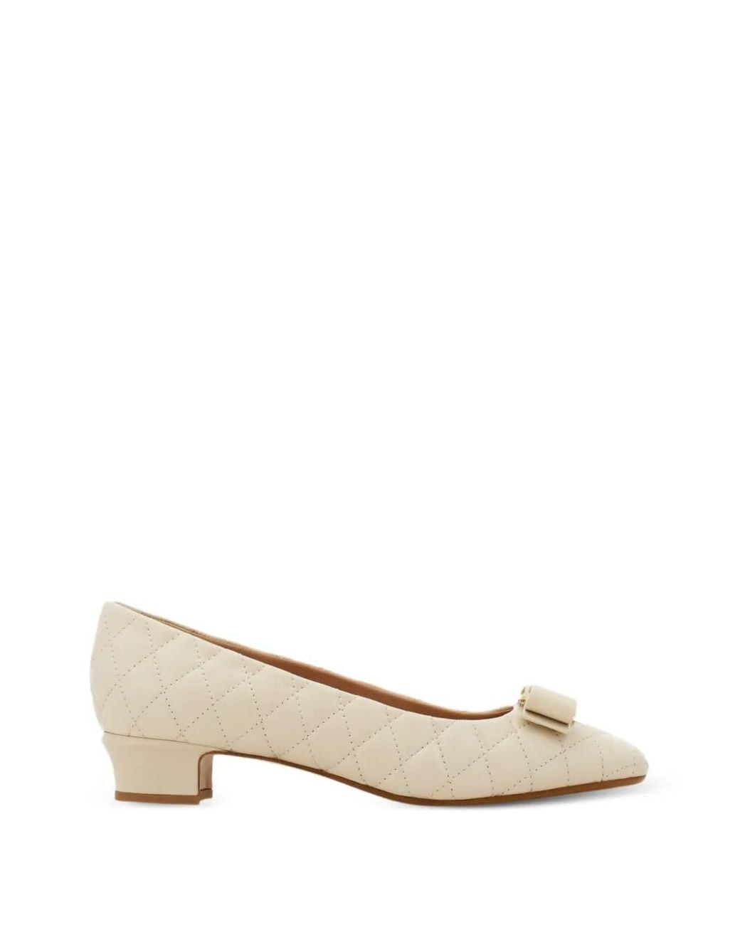 Ferragamo Natural Quilted Vara Bow Pumps