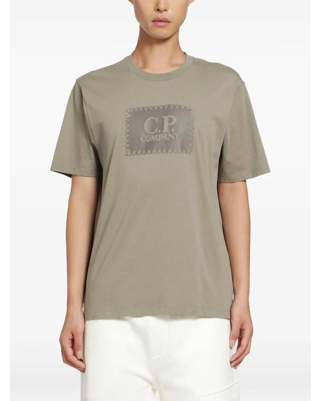 C P Company Green T-Shirt 30/1 En Jersey À Logo for men