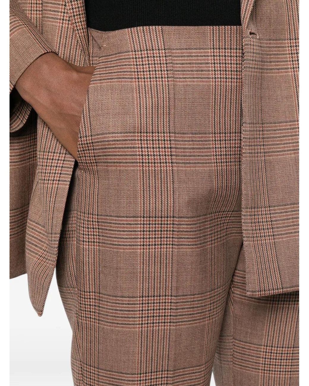 Max Mara Brown Pantalon À Motif Prince De Galles