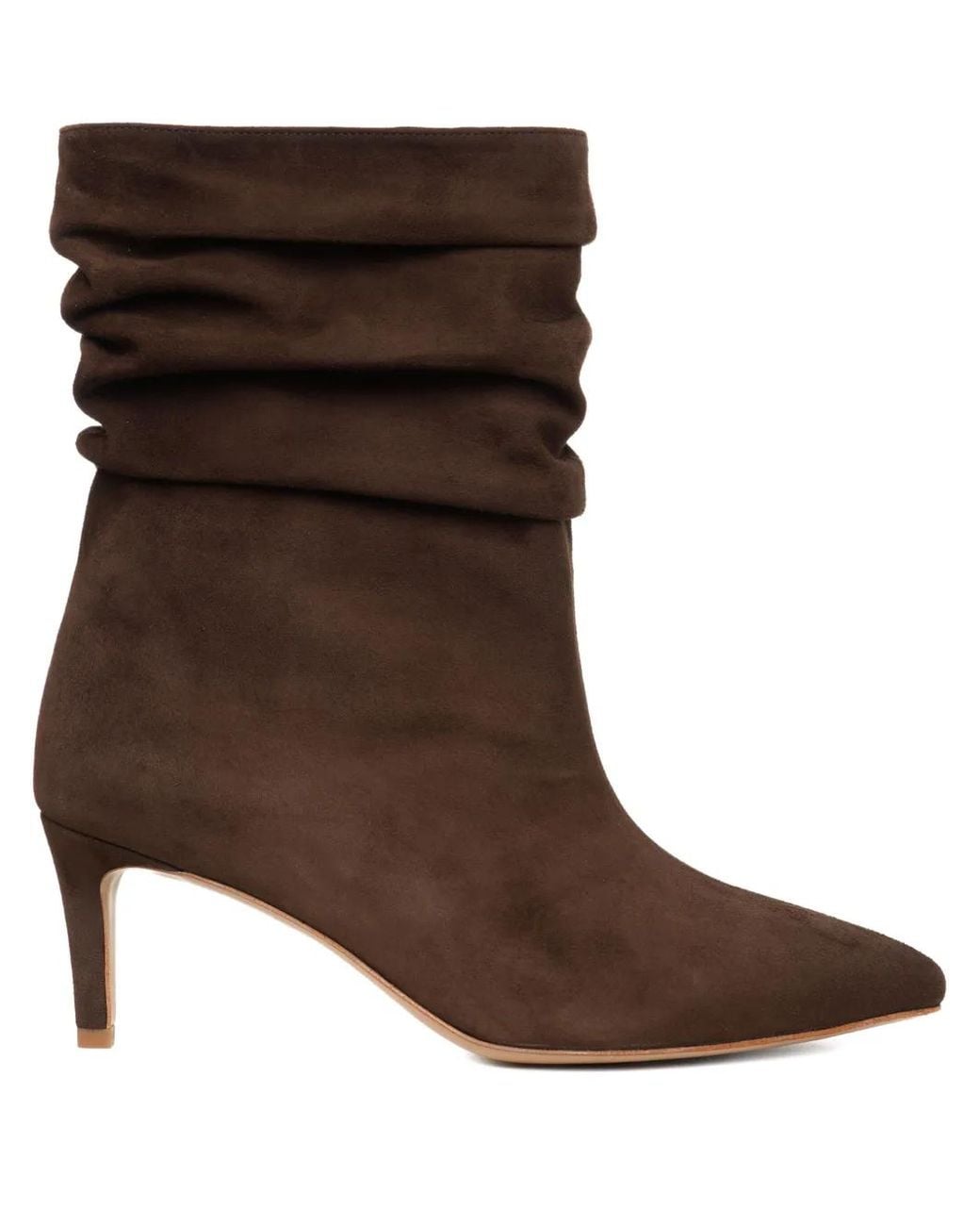 Ginissima Brown 65Mm Eva Ruched Suede Boots