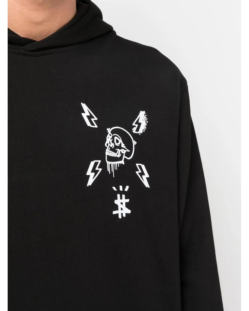 Philipp Plein Black Skull Graphic-Print Hoodie for men