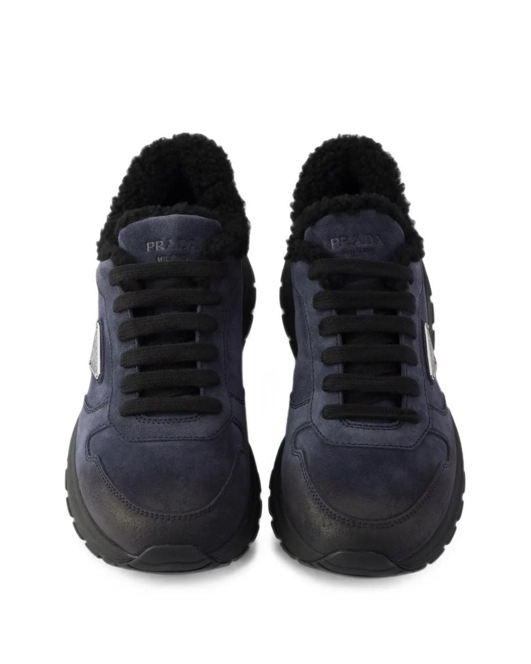 Prada Blue Prax Aged Suede Sneakers for men