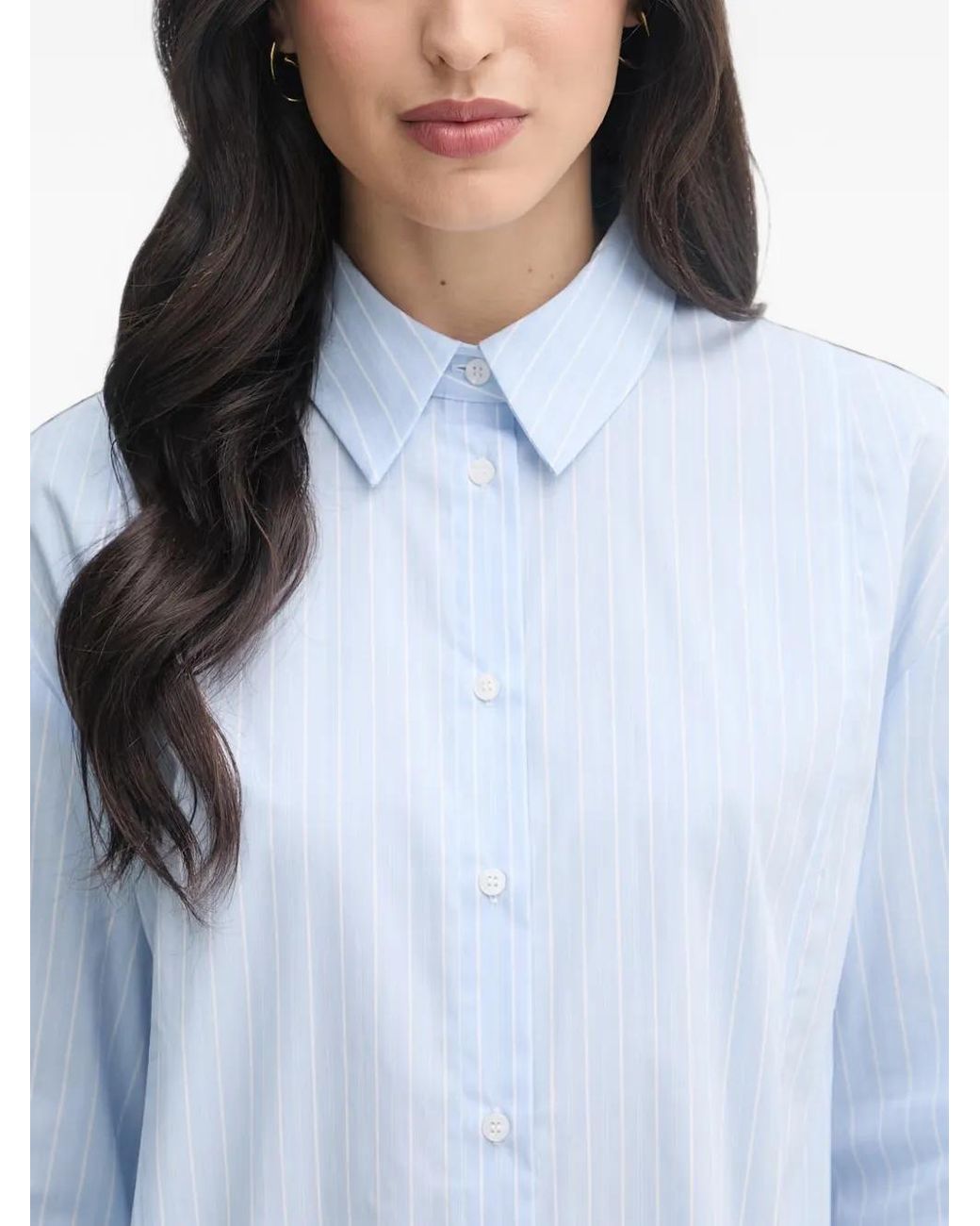 Sisley Blue Chemise Rayée À Lien De Resserrage