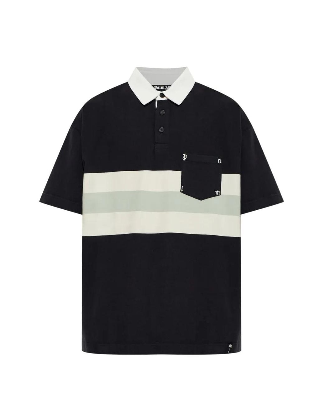 Palm Angels Blue Striped Cotton Polo Shirt for men