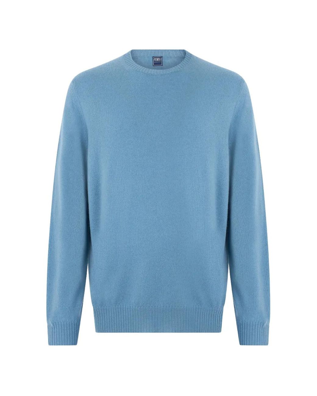 Fedeli Blue Cashmere Round-Neck Sweater for men