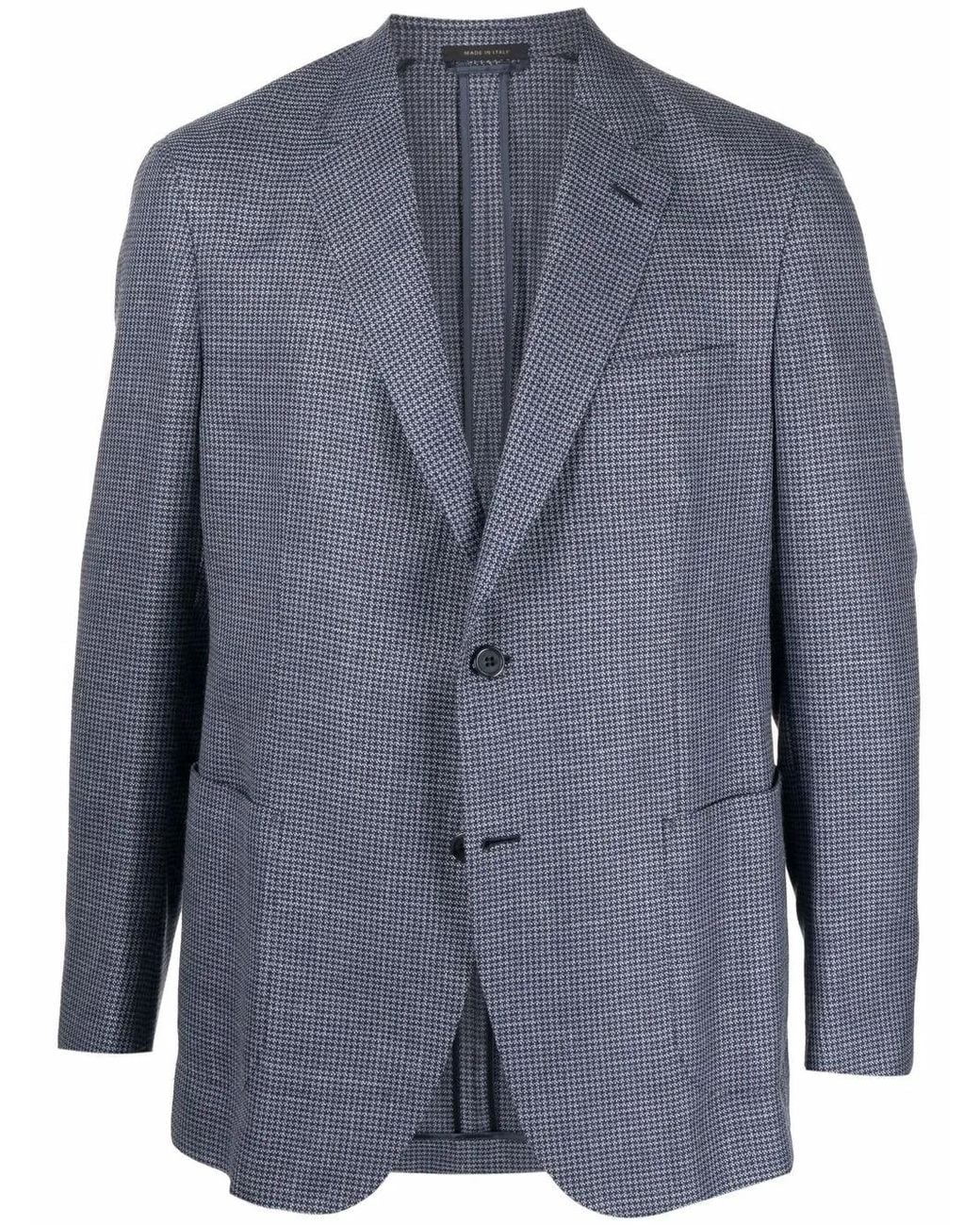 Brioni Blue Blazer À Motif Pied-De-Poule for men