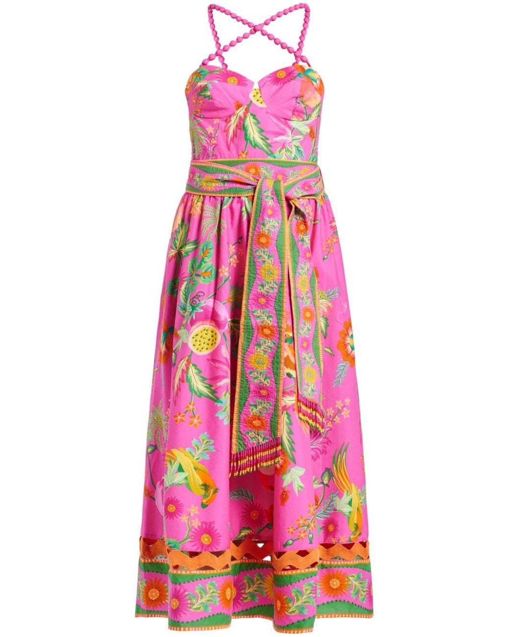 farm rio embroidered pineapples pink midi dress Blush Pink Palm Tree Eyelet Midi Dress – FARM Rio