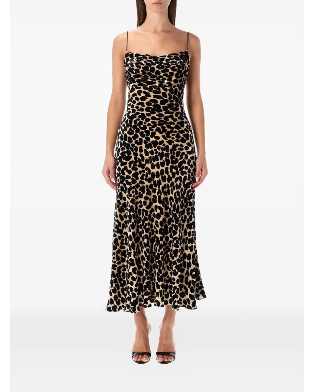 Balmain White Midi Leopard-Print Velvet Dress