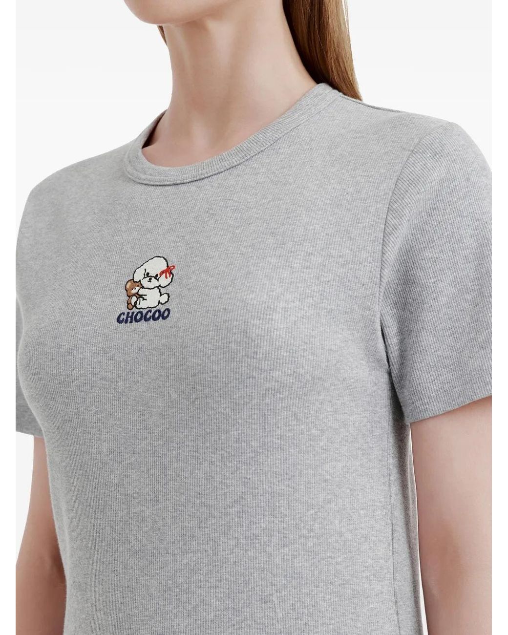 Chocoolate Gray T-Shirt À Logo Brodé