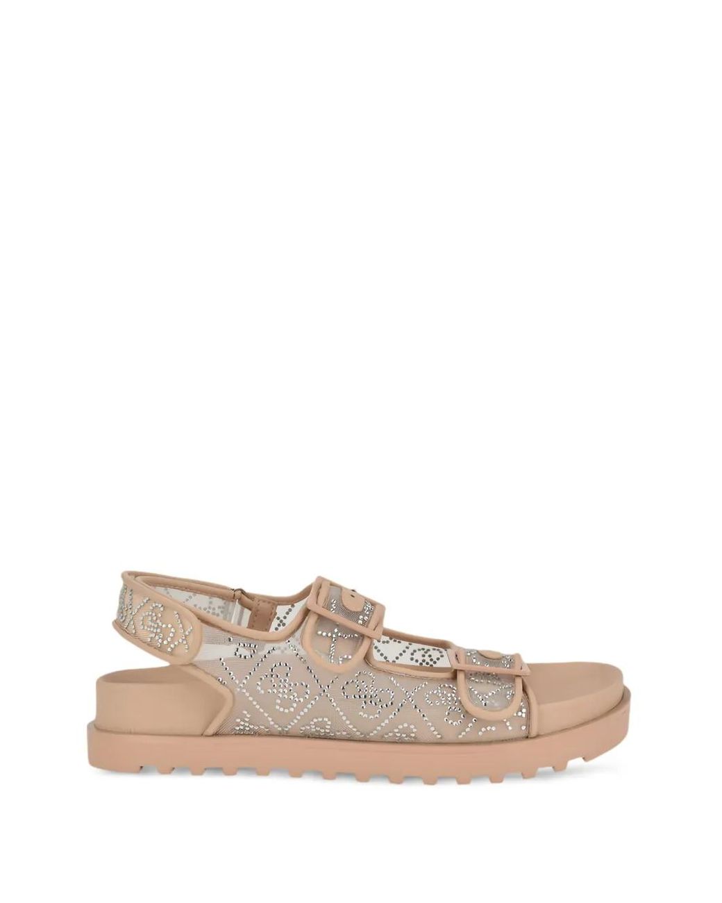 Guess Natural Frella Rhinestone-Embellished Mesh Sandals
