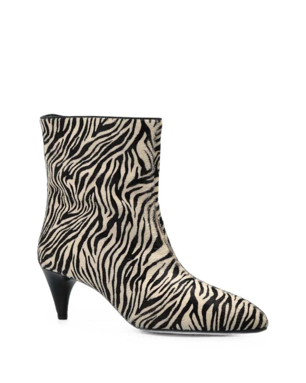 Isabel Marant Black Jiry Zebra-Print Ankle Boots
