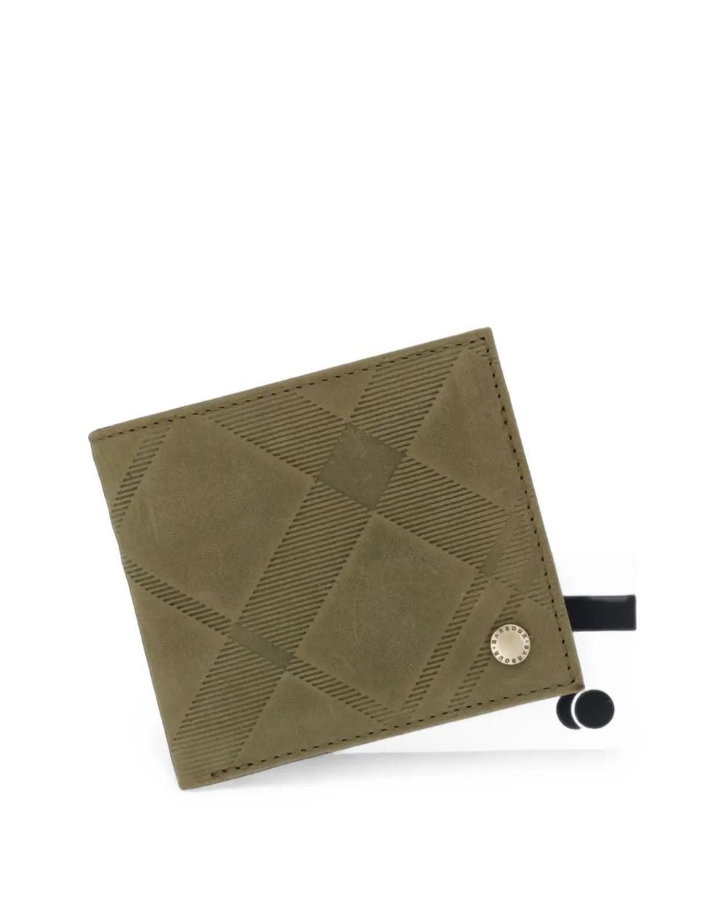 Barbour Green Beith Tartan-Embossed Leather Wallet for men