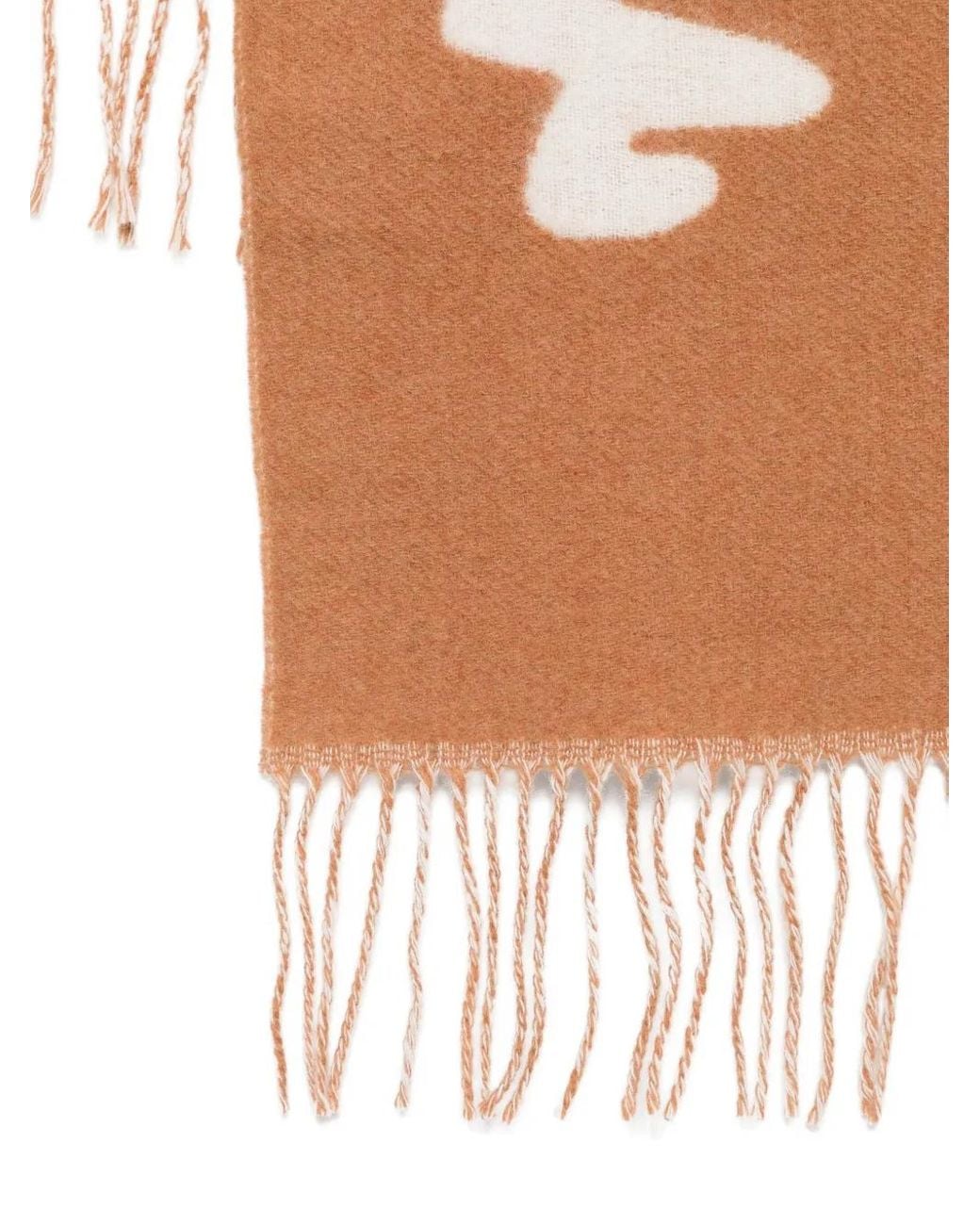 Marc Jacobs Natural Logo-Lettering Wool Scarf