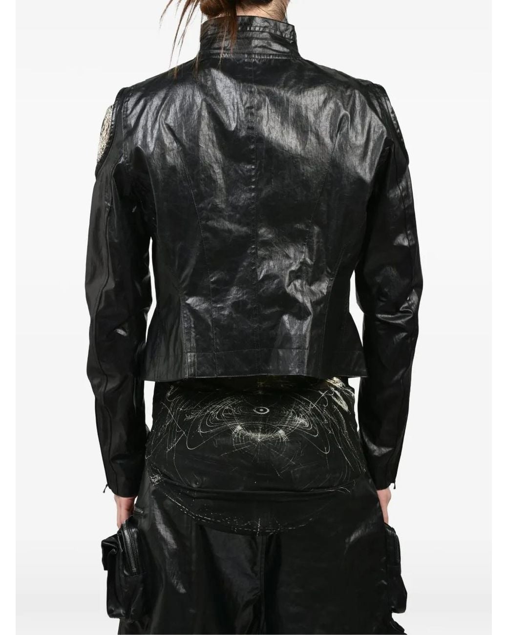 Julius Black Laminated Stand-Collar Jacket for men