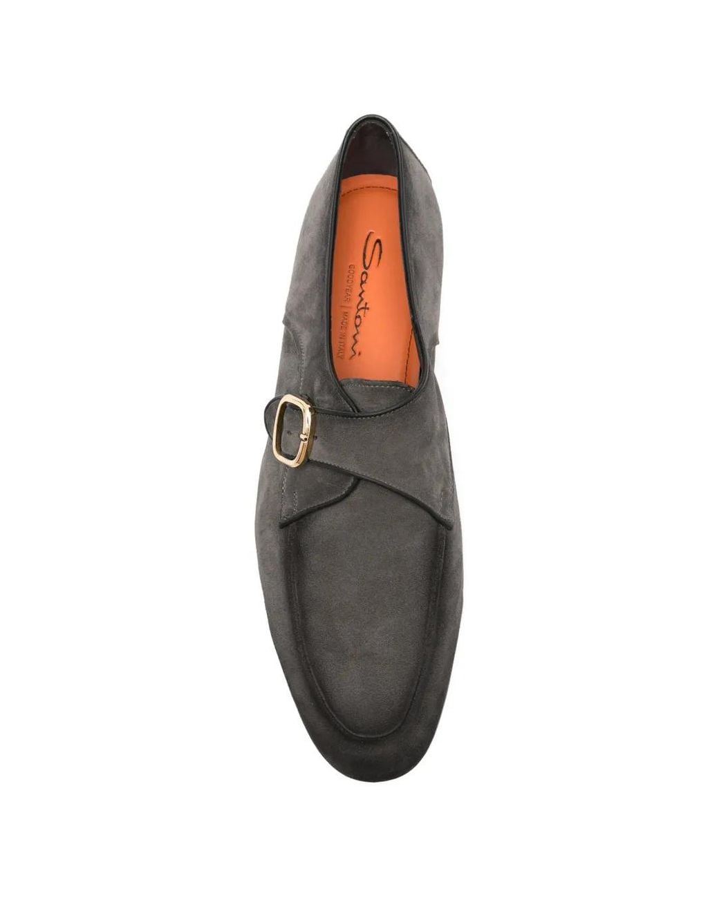 Santoni Gray Buckle-Fastening Suede Monk Shoes for men