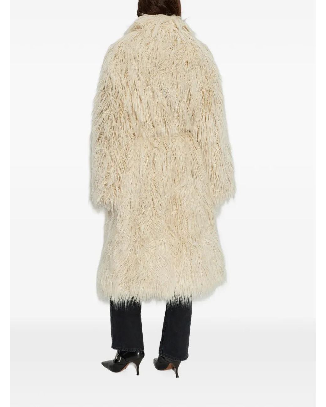 Off-White c/o Virgil Abloh White Faux Fur Coat With Belt
