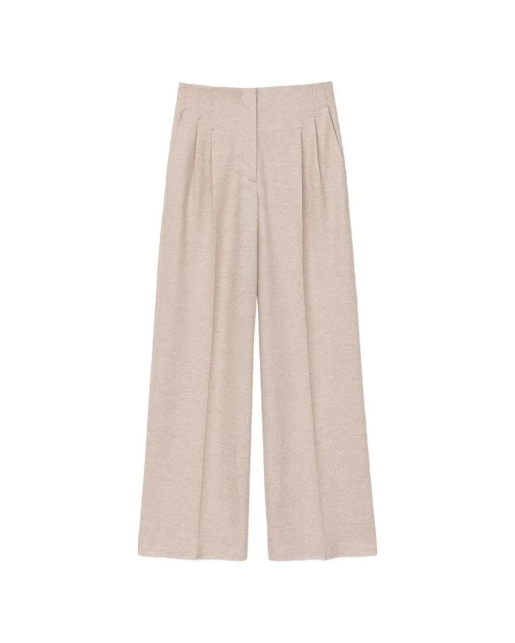 Iris Von Arnim Natural Pantalon Droit À Design Plissé