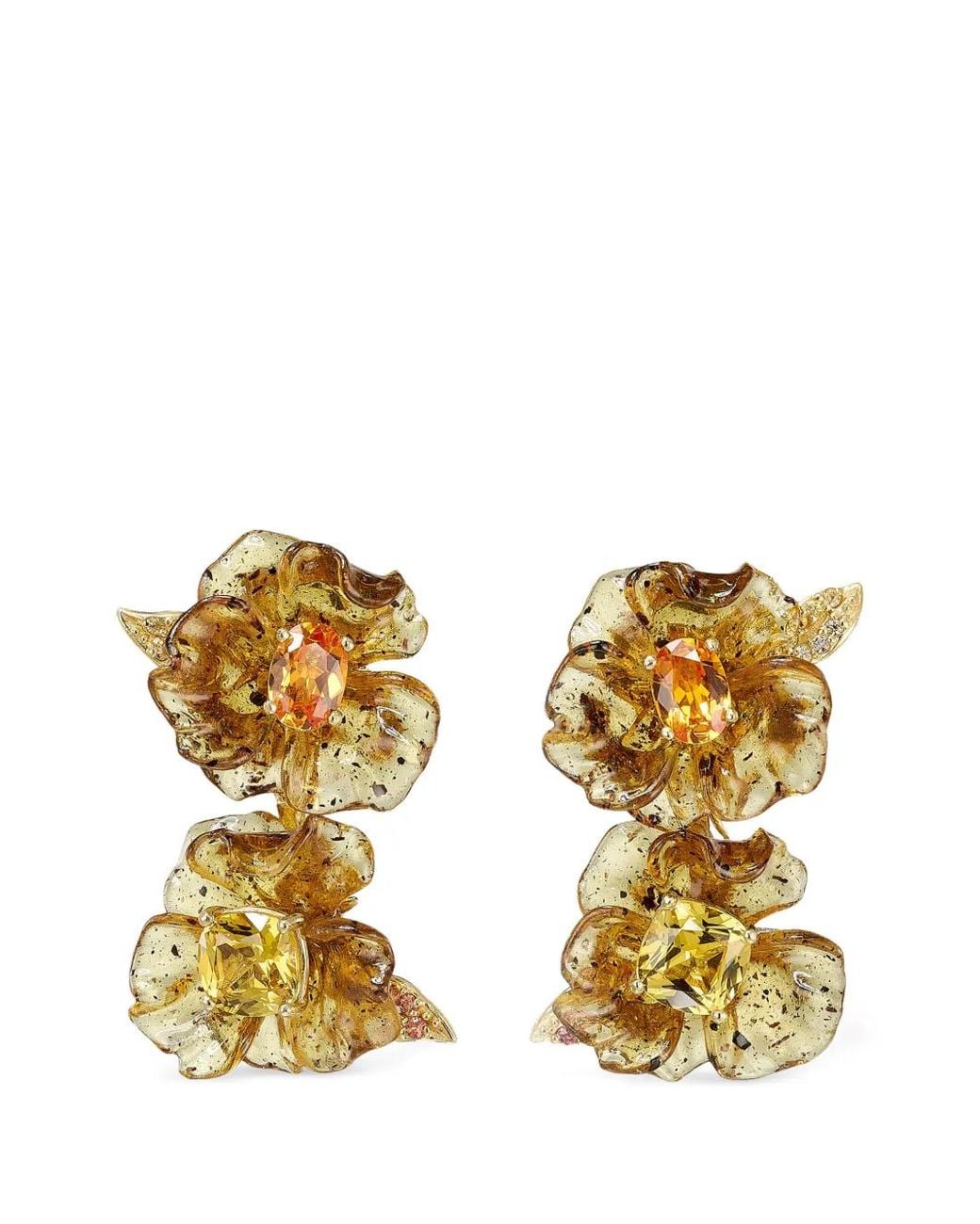 Anabela Chan Metallic Boucles D'Oreilles Pendantes Petunia En Saphir