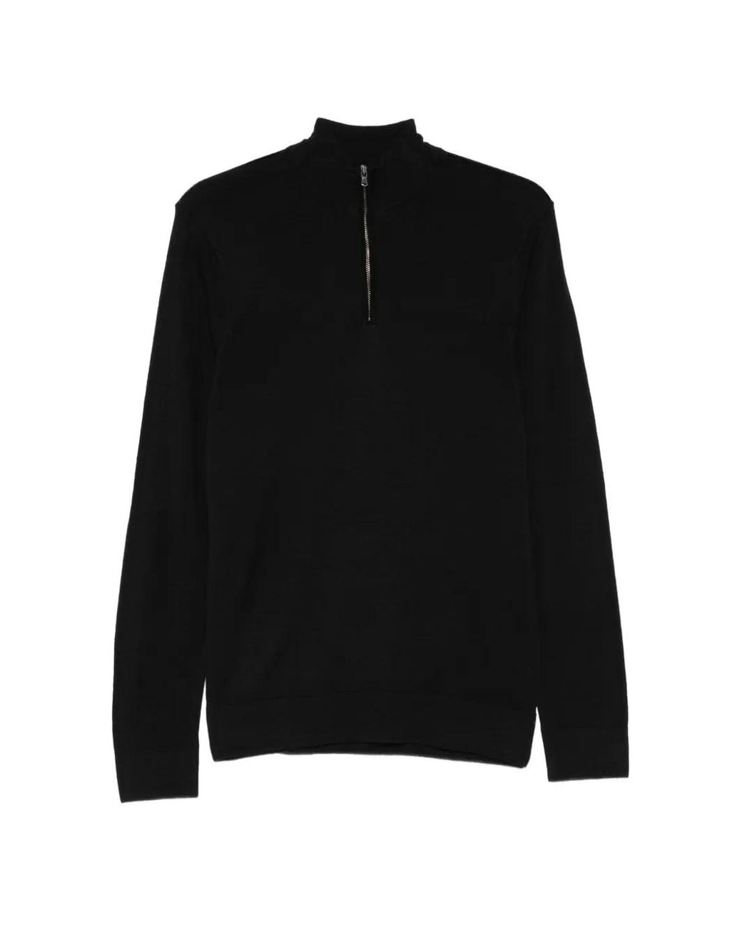 Sunspel Black Quarter-Zip Wool Sweater for men