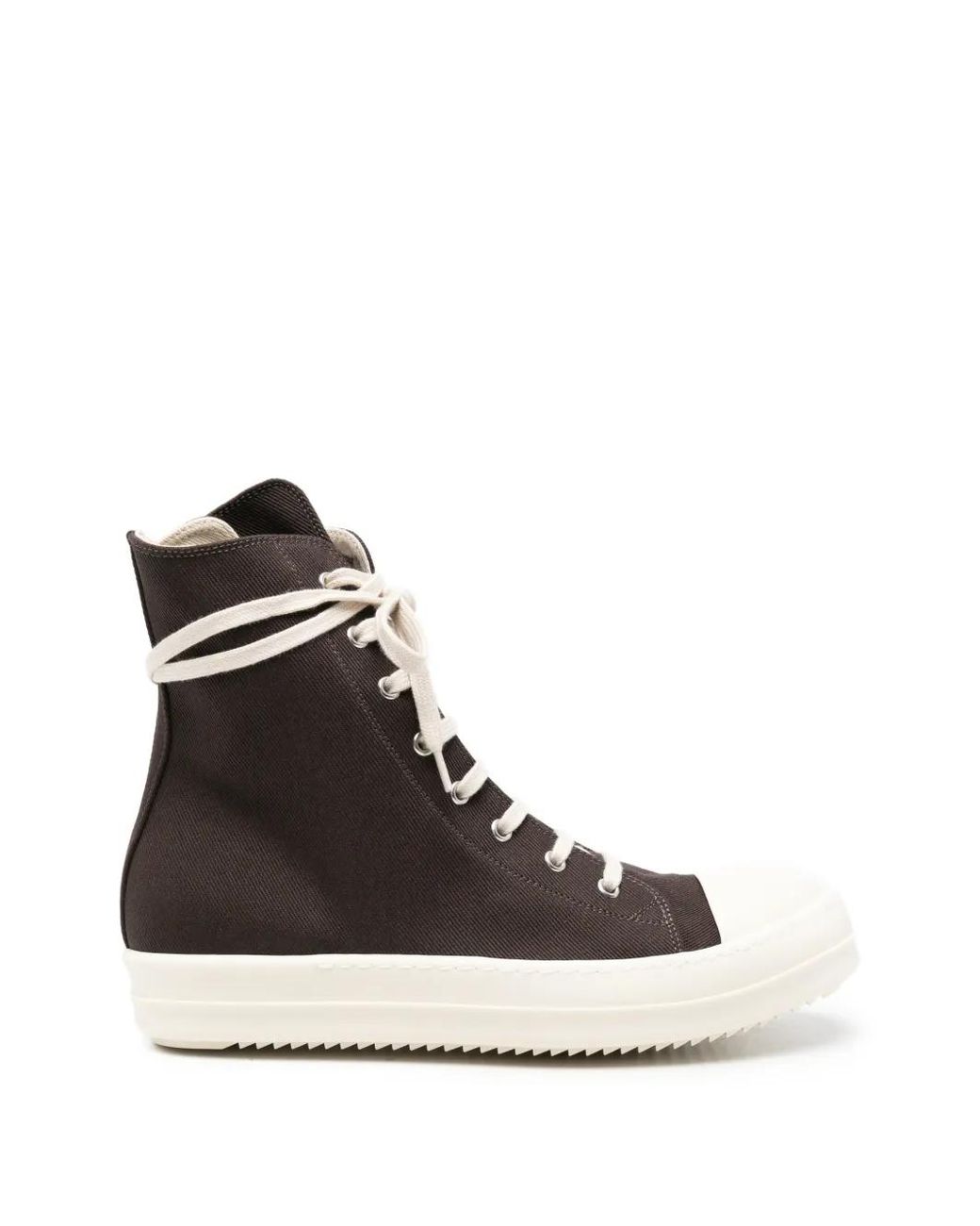 Rick Owens Black Overdyed Denim Sneaker With Side Zip And Leather Toe Cap for men