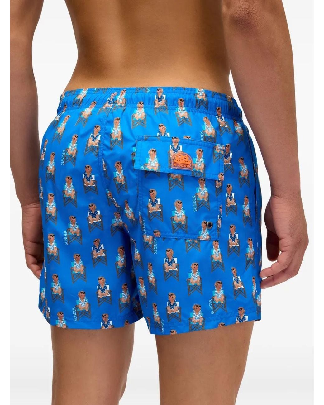 Sundek Blue X Pelo Foundation Dog-Print Swim Shorts for men