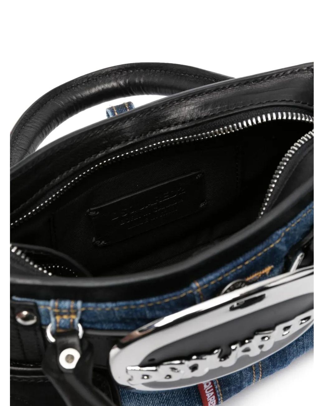 DSquared² Blue Belt Denim-Patchwork Tote Bag