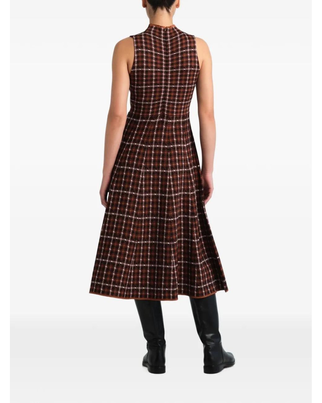 Cara Cara Purple Brice Check-Print Belted Midi Dress