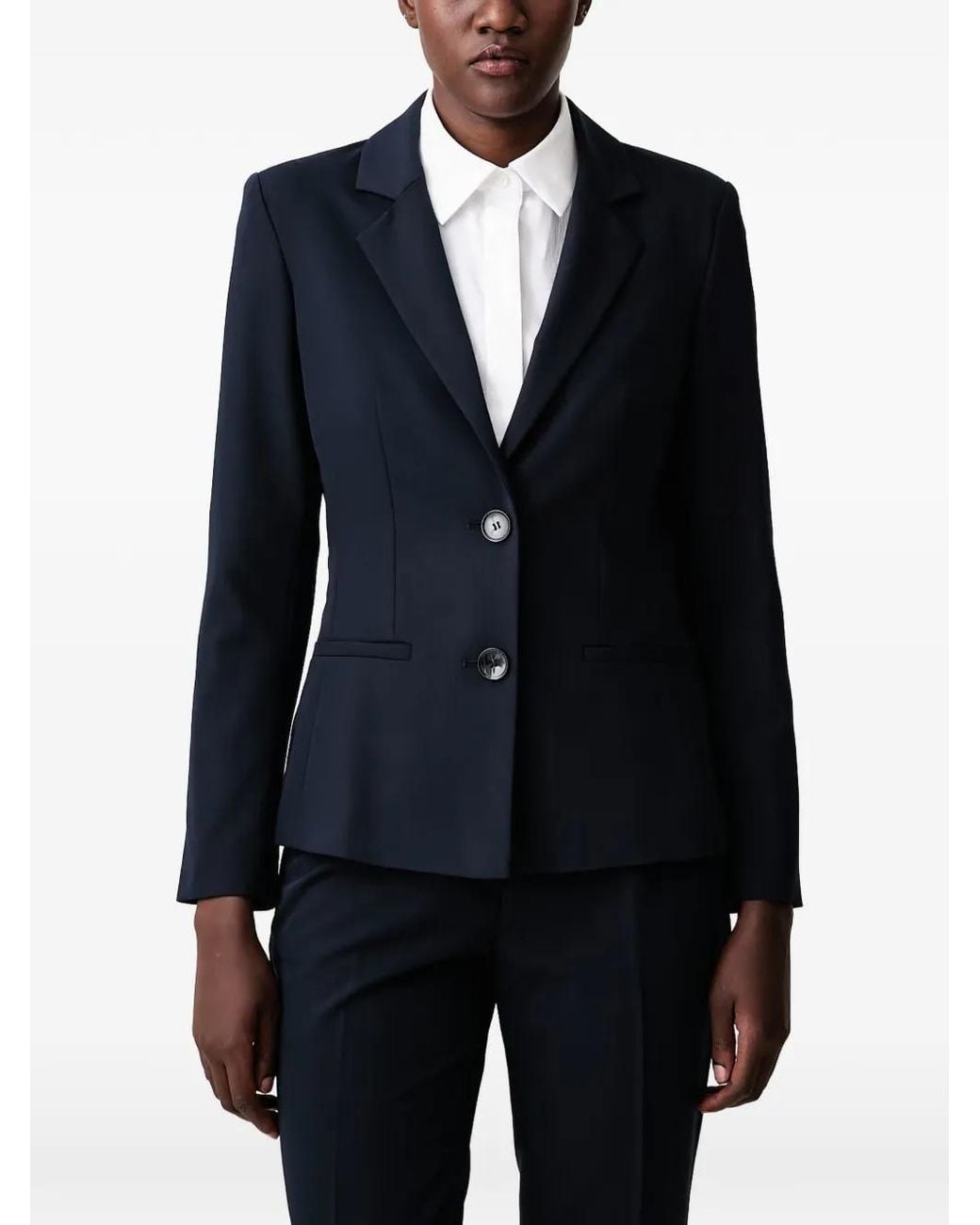 Sisley Blue Notched-Lapels Single-Breasted Blazer