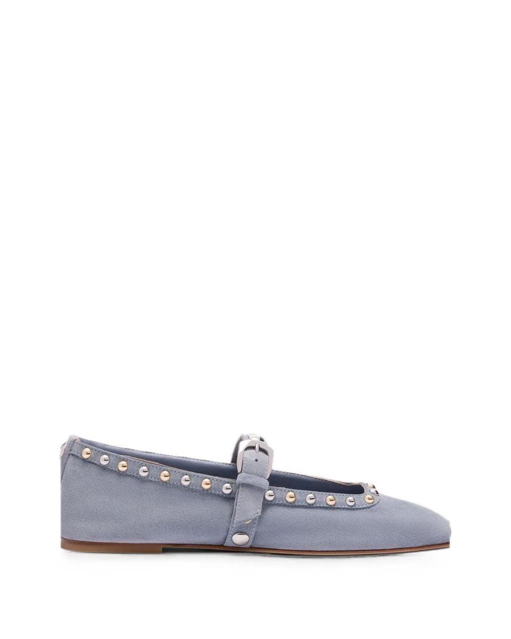 Stuart Weitzman White Perry Stud-Embellished Ballet Flats