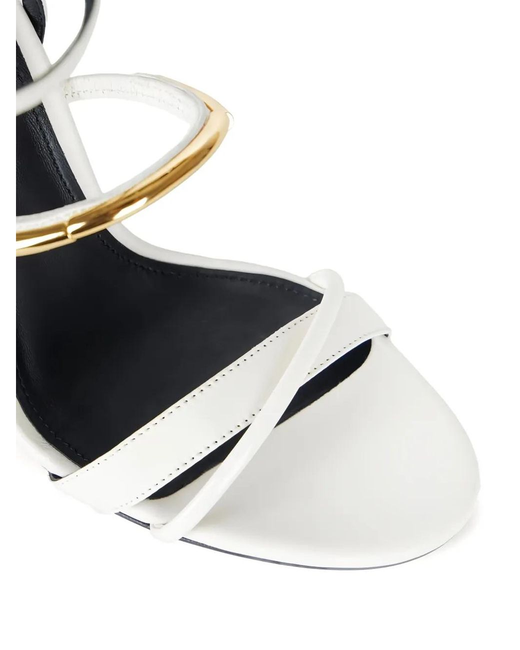 Elisabetta Franchi White 105Mm Leather Heeled Sandals