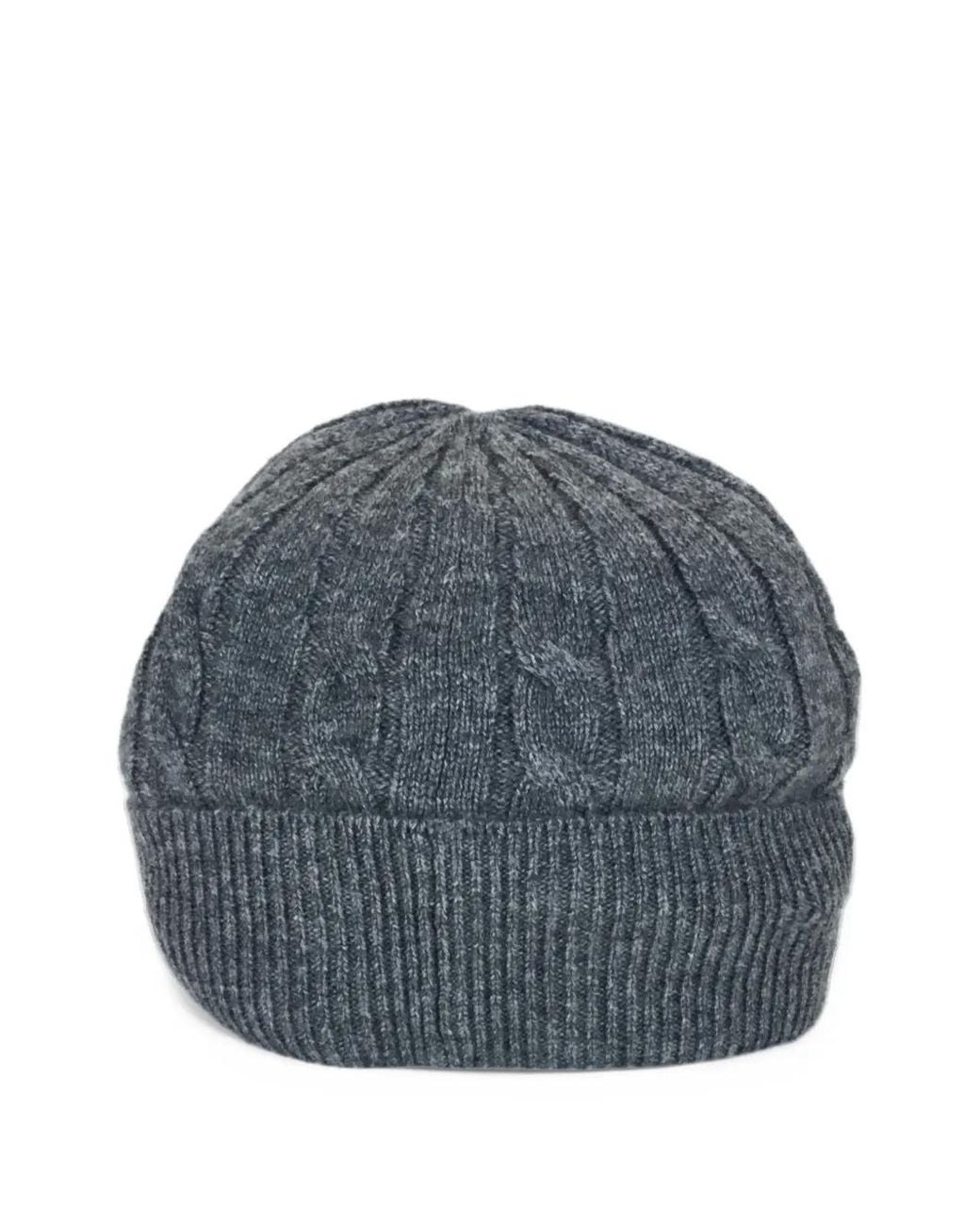 Boss Gray Cable-Knit Beanie Hat for men