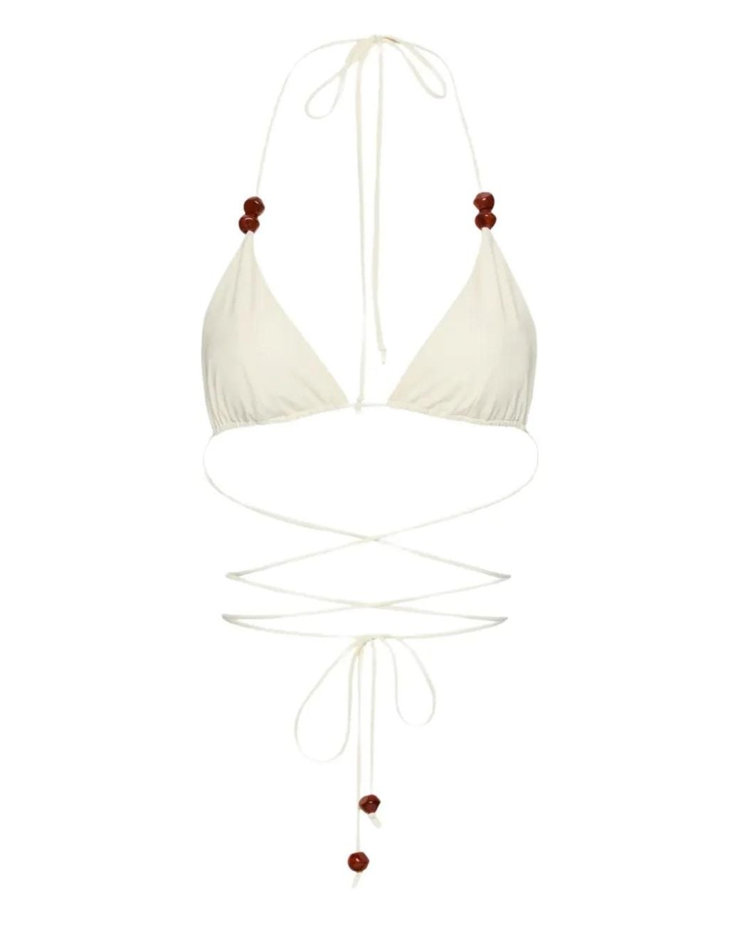 Magda Butrym White Beaded Bikini