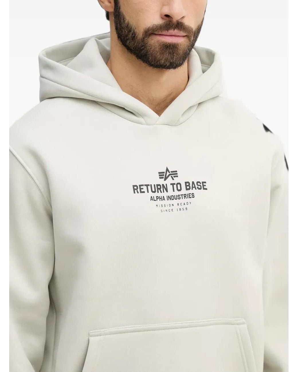 Alpha Industries Gray Return To Base Hooded Sweatshirt for men